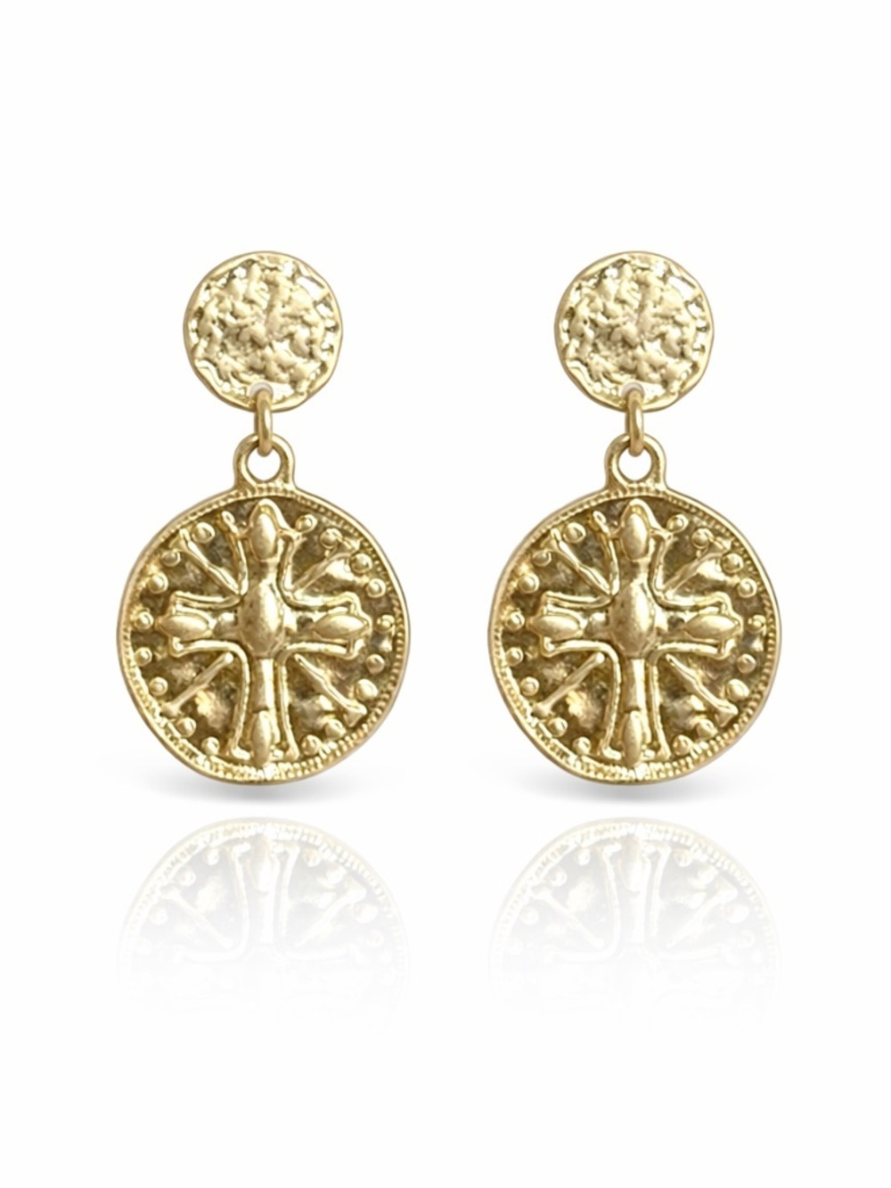 Gold Coin Drop Earrings